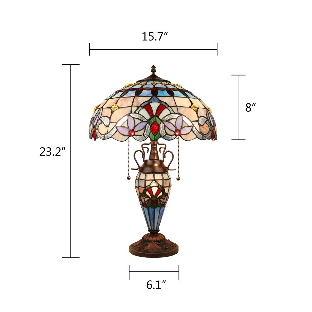 CHLOE Lighting GRENVILLE Victorian-Style Dark Bronze 3 Light Double Lit Table Lamp 16" Wide. Picture 8