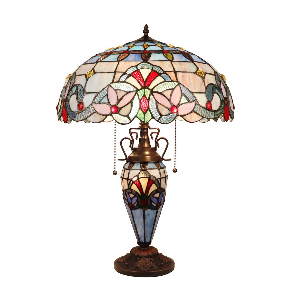 CHLOE Lighting GRENVILLE Victorian-Style Dark Bronze 3 Light Double Lit Table Lamp 18" Wide. Picture 1