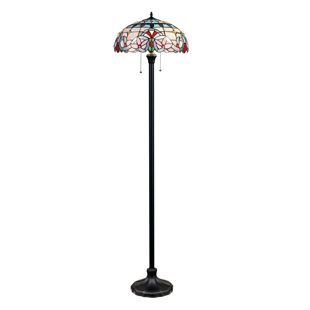 CHLOE Lighting GRENVILLE Victorian-Style Dark Bronze 2 Light Floor Lamp 18" Wide. Picture 1