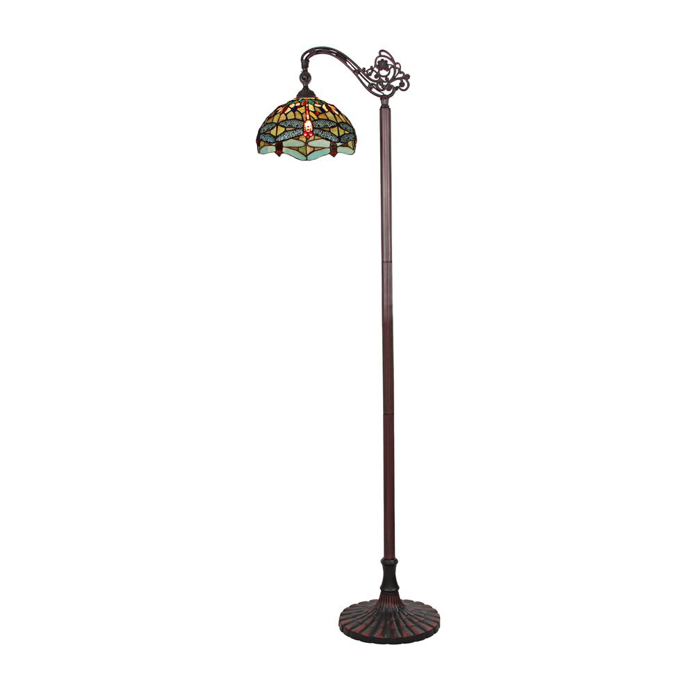 CHLOE Lighting EMPRESS Dragonfly Tiffany-style Dark Bronze 1 Light Reading Floor Lamp 11 " Wide. Picture 1
