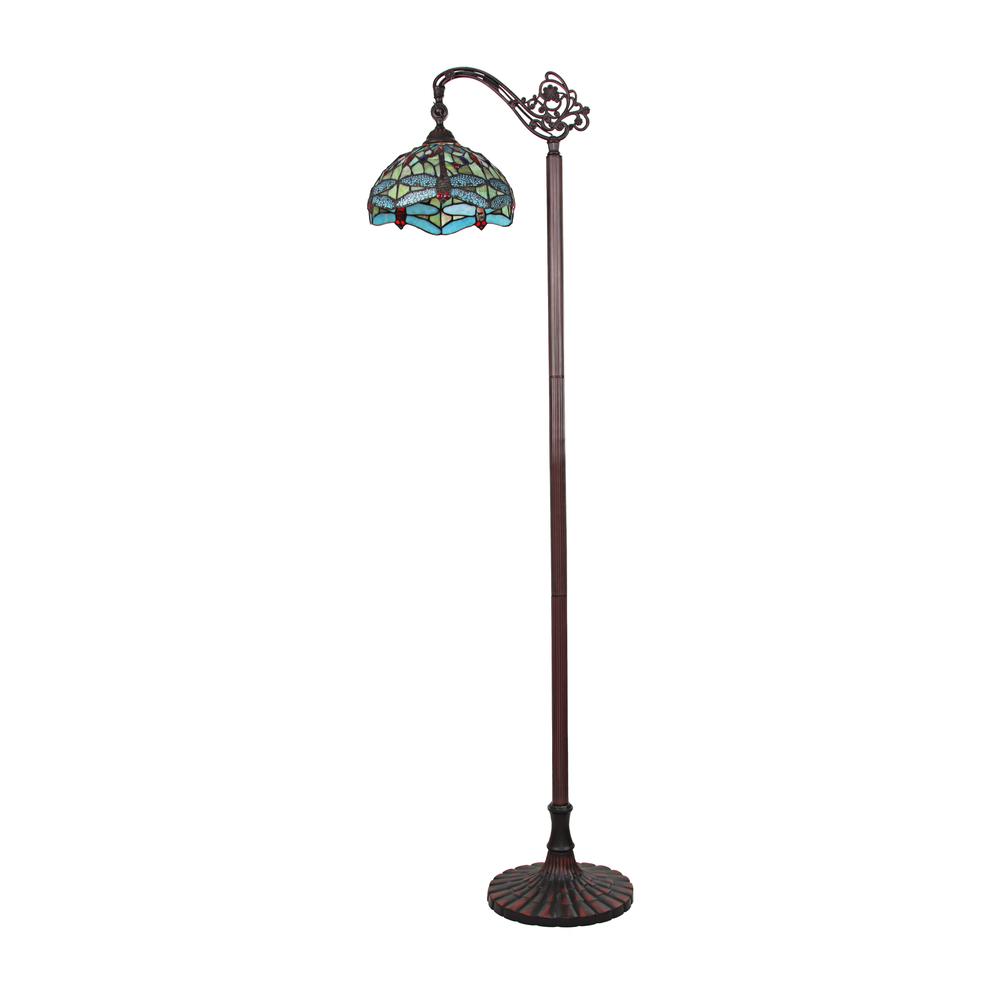 CHLOE Lighting EMPRESS Dragonfly Tiffany-style Dark Bronze 1 Light Reading Floor Lamp 11 " Wide. Picture 2