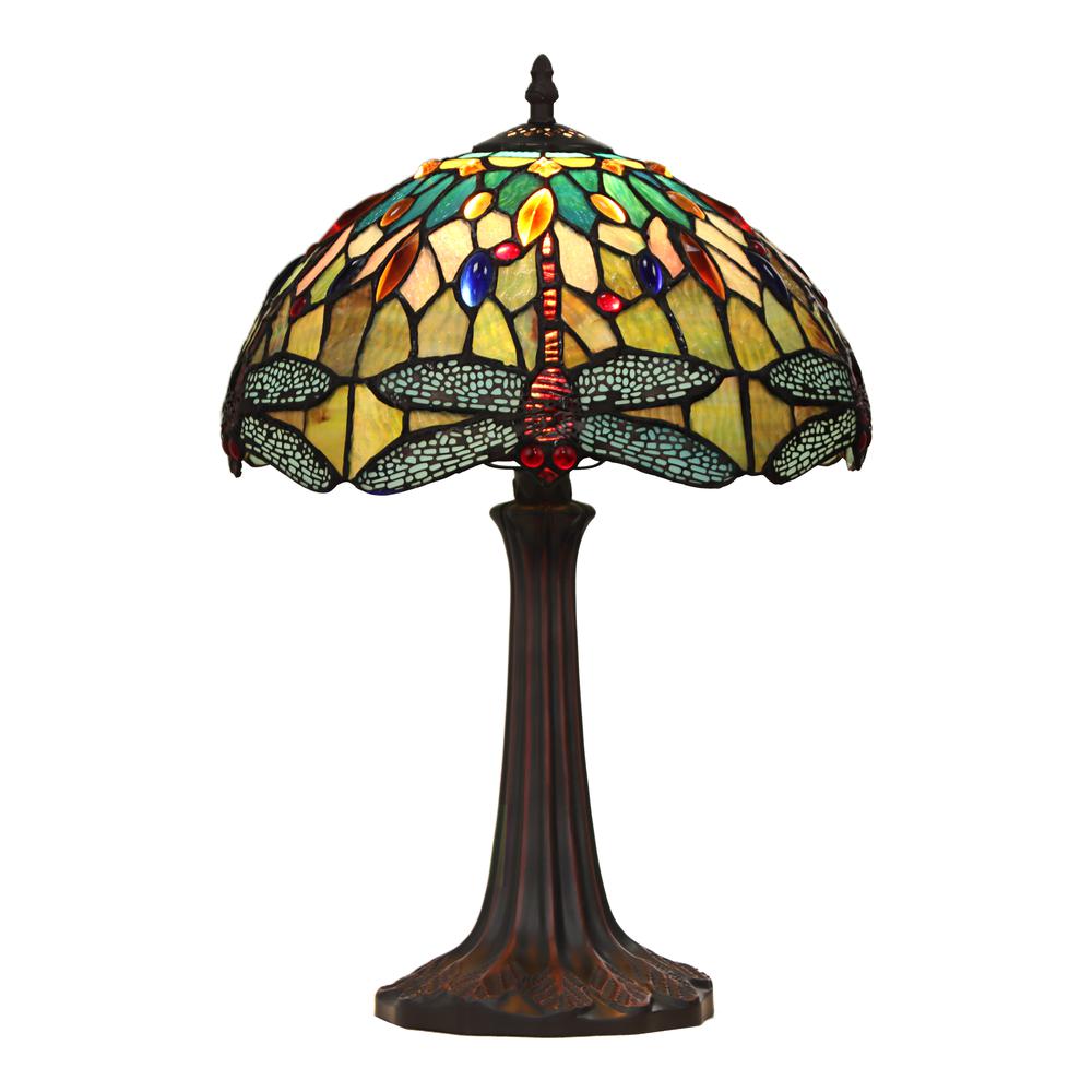 CHLOE Lighting EMPRESS Tiffany - style Dark Bronze 1 Light Table Lamp 12" Shade. Picture 1