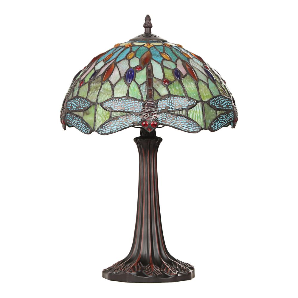 CHLOE Lighting EMPRESS Tiffany - style Dark Bronze 1 Light Table Lamp 12" Shade. Picture 2