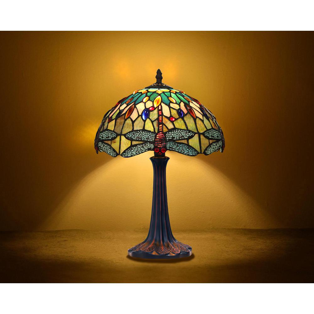 CHLOE Lighting EMPRESS Tiffany - style Dark Bronze 1 Light Table Lamp 12" Shade. Picture 6