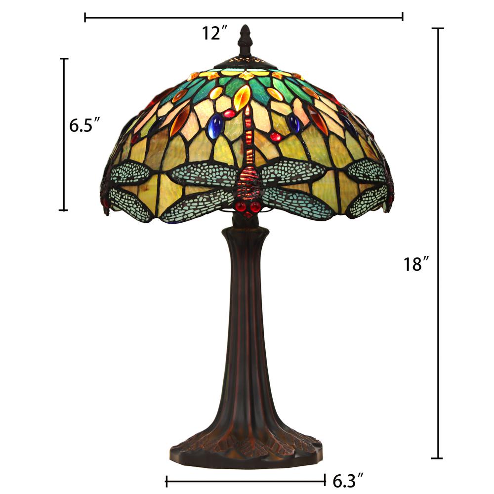 CHLOE Lighting EMPRESS Tiffany - style Dark Bronze 1 Light Table Lamp 12" Shade. Picture 7