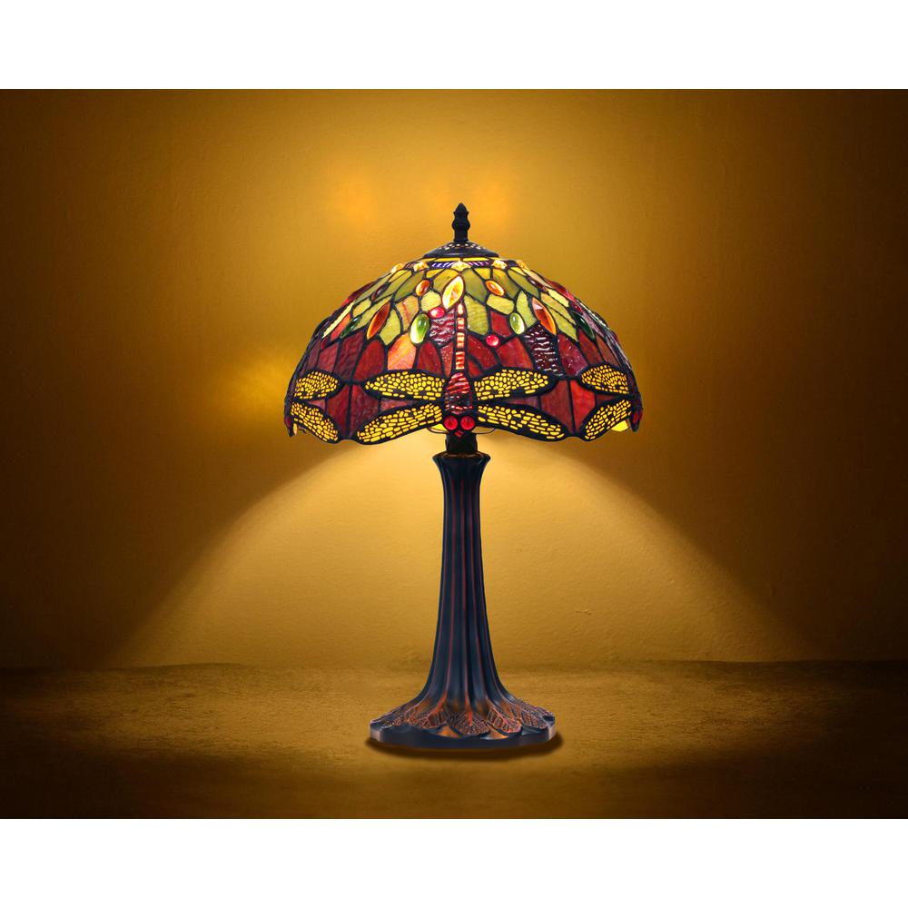 CHLOE Lighting EMPRESS Tiffany-style Dark Bronze 1 Light Table Lamp 12" Shade. Picture 3