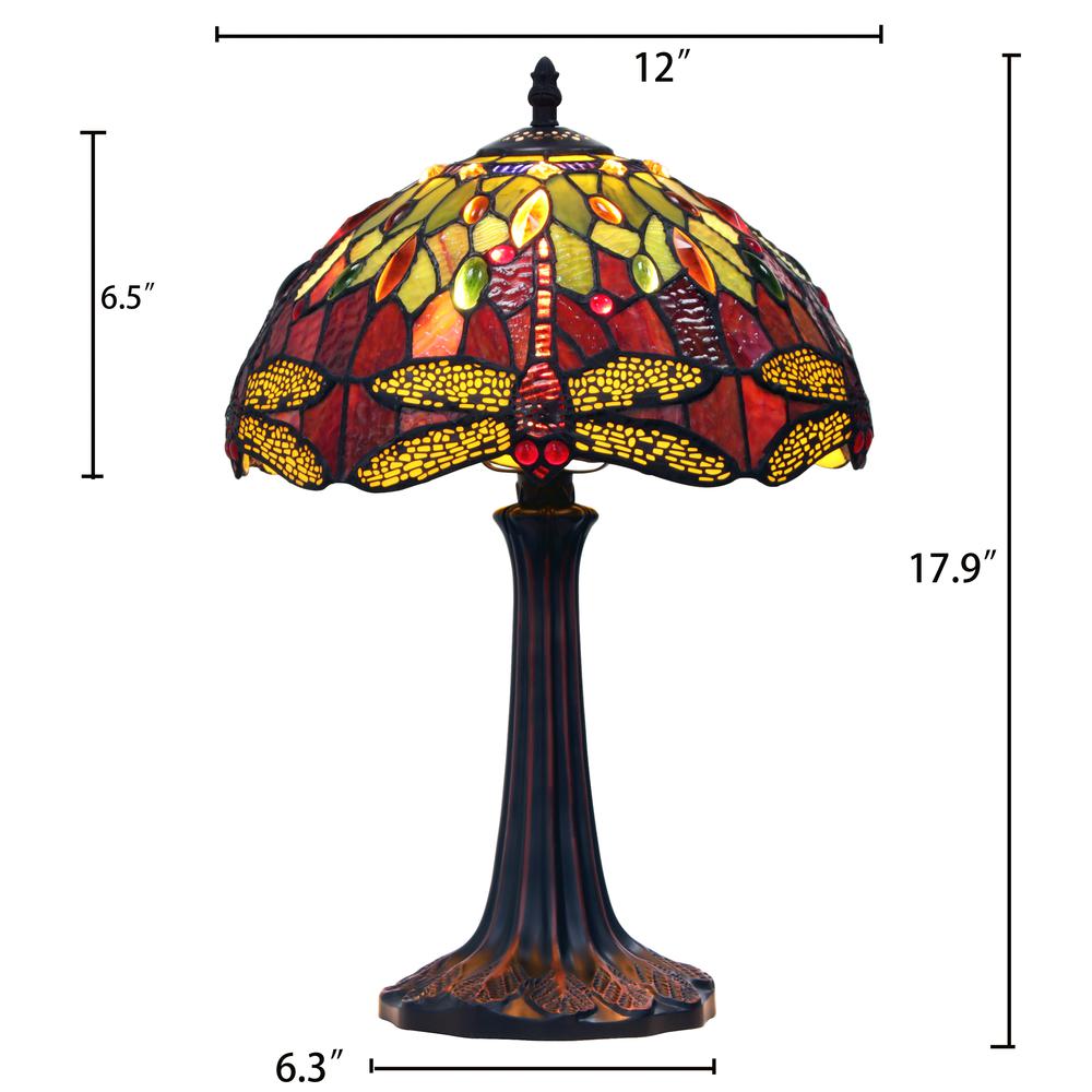 CHLOE Lighting EMPRESS Tiffany-style Dark Bronze 1 Light Table Lamp 12" Shade. Picture 4