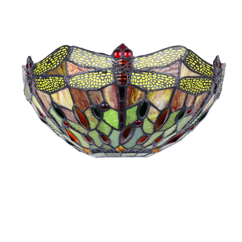 CHLOE Lighting EMPRESS Dragonfly Tiffany-style Dark Bronze 1 Light Wall Sconce 12" Wide. Picture 2