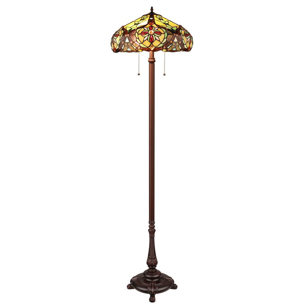 CORA Victorian-Style 2-Light Dark Bronze Finish Floor Lamp 18" Wide. Picture 1
