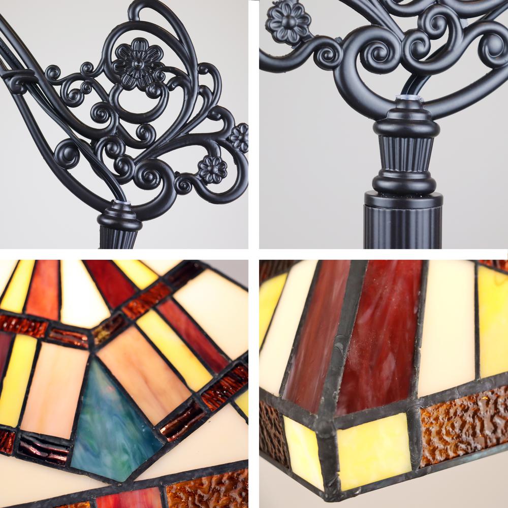 CHLOE Lighting VINCENT Tiffany-Style Blackish Bronze 1-Light Mission Reading Floor Lamp 11" Shade. Picture 3