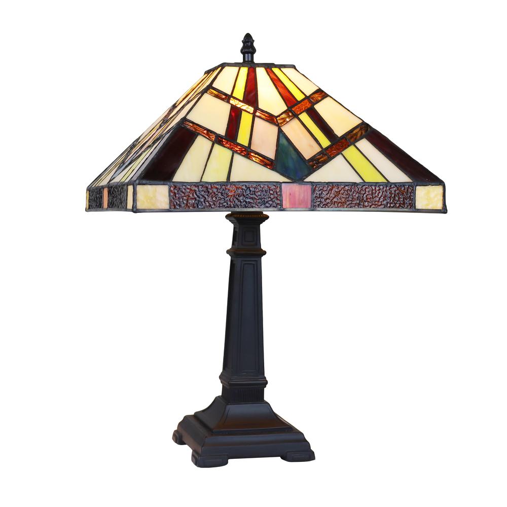 CHLOE Lighting VINCENT Mission Tiffany-Style Blackish Bronze 1 Light Table Lamp 12" Wide. Picture 1