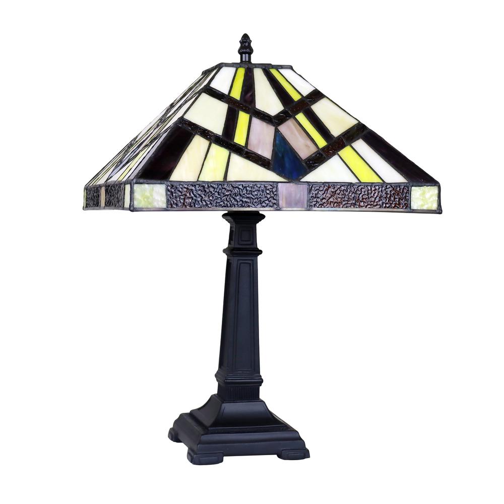 CHLOE Lighting VINCENT Mission Tiffany-Style Blackish Bronze 1 Light Table Lamp 12" Wide. Picture 2