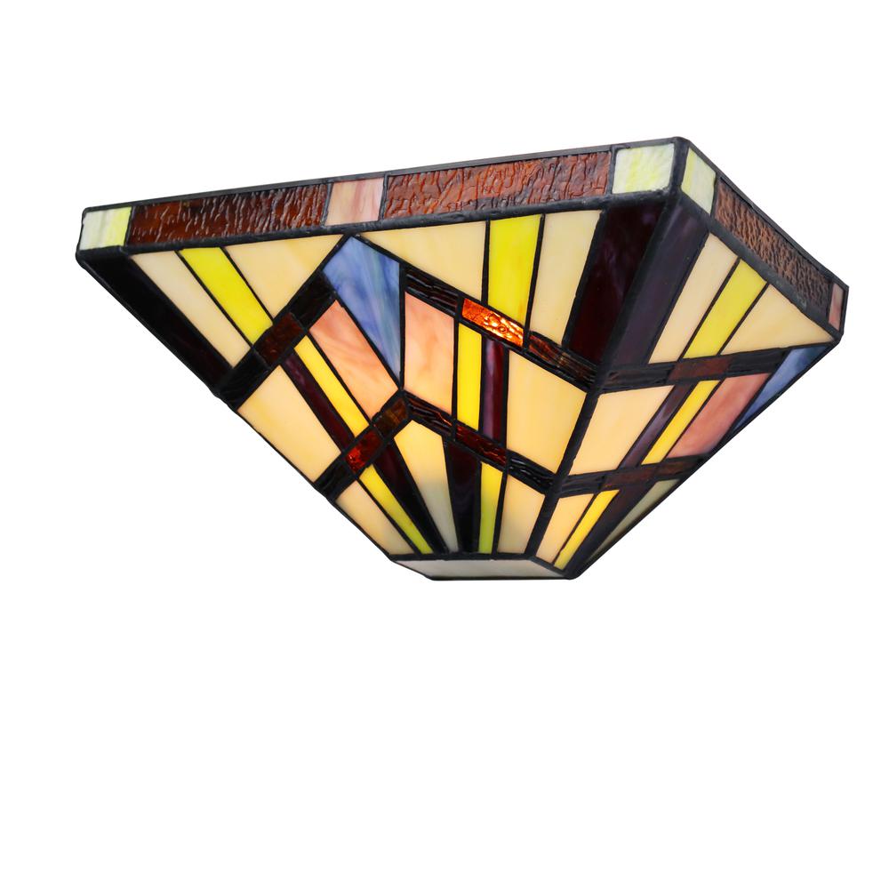 CHLOE Lighting VINCENT Mission Tiffany-style Blackish Bronze 1 Light Wall Sconce 12" Wide. Picture 1
