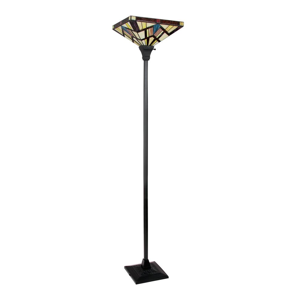 CHLOE Lighting VINCENT Tiffany-style Dark Bronze 1 Light Torchiere Lamp 14" Shade. Picture 2