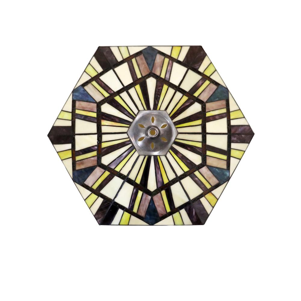 CHLOE Lighting VINCENT Tiffany-Style Blackish Bronze 3-Light Mission Inverted Pendant 22" Wide. Picture 3