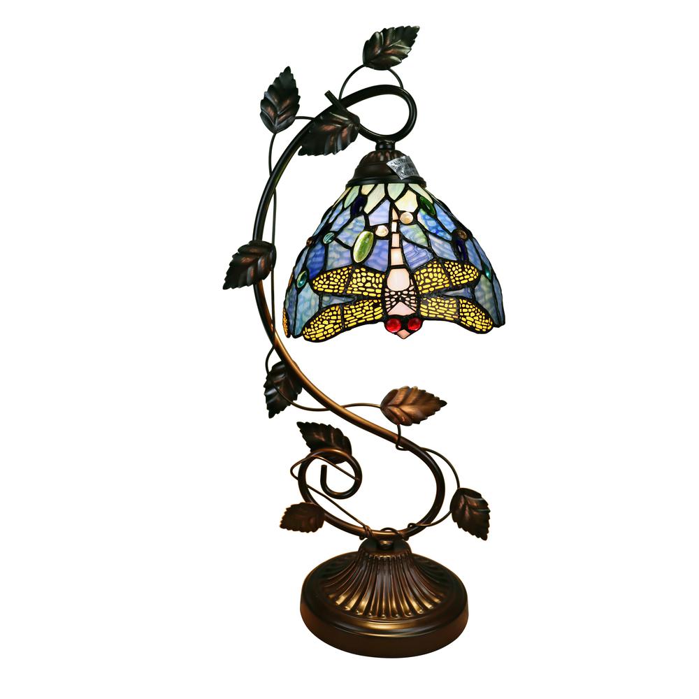 CHLOE Lighting SUNNIVA Dragonfly Tiffany-Style 1 Light Accent Table Lamp 8" Wide. Picture 1