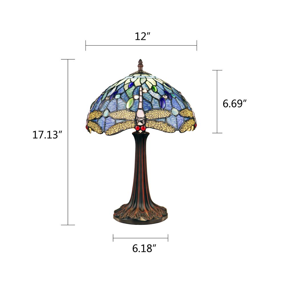 CHLOE Lighting SUNNIVA Dragonfly-Style Dark Bronze 1 Light Table Lamp 12" Wide. Picture 7
