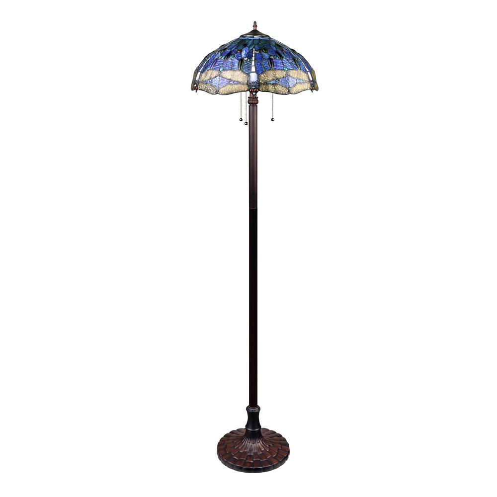 CHLOE Lighting SUNNIVA Dragonfly-Style Dark Bronze 3 Light Floor Lamp 18" Wide. Picture 2