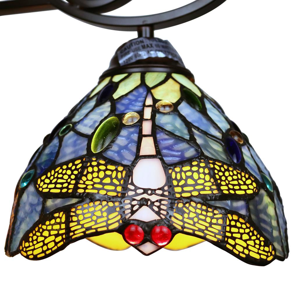 CHLOE Lighting SUNNIVA Dragonfly Tiffany-Style 3 Light Chandelier 25" Wide. Picture 6