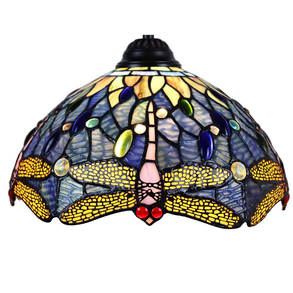 CHLOE Lighting SUNNIVA Dragonfly Tiffany-Style 3 Light Island Pendant 25" Wide. Picture 4