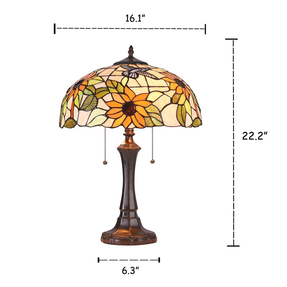 SARAI Floral 2 Light Dark Bronze Table Lamp 16" Wide. The main picture.