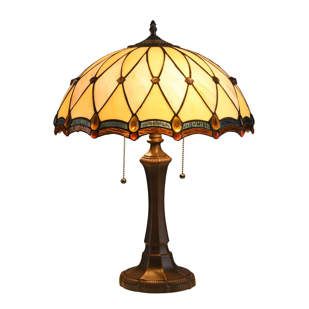 JOSEPHINE Tiffany-style 2 Light Victorian Table Lamp 16" Shade. Picture 4