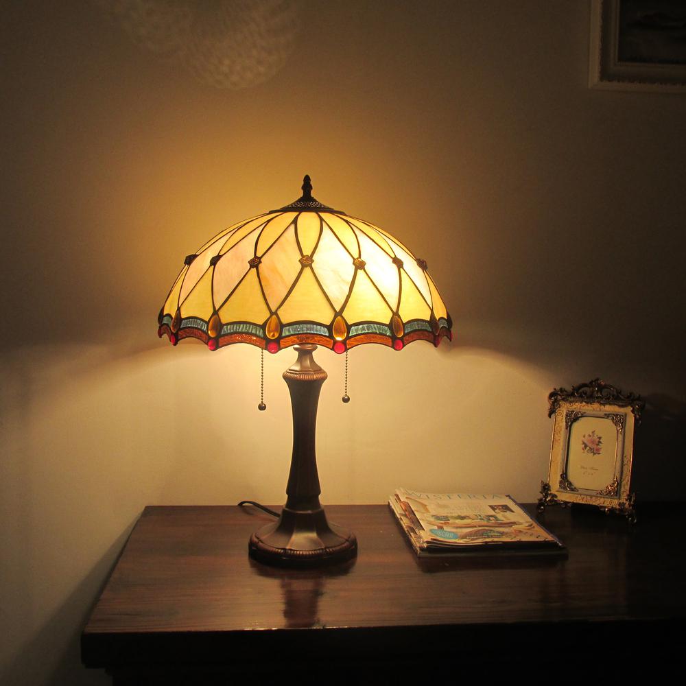 JOSEPHINE Tiffany-style 2 Light Victorian Table Lamp 16" Shade. Picture 2
