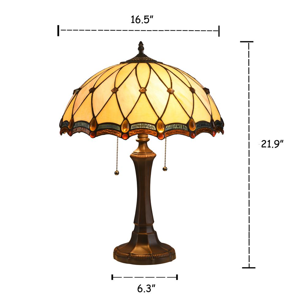 JOSEPHINE Tiffany-style 2 Light Victorian Table Lamp 16" Shade. Picture 1