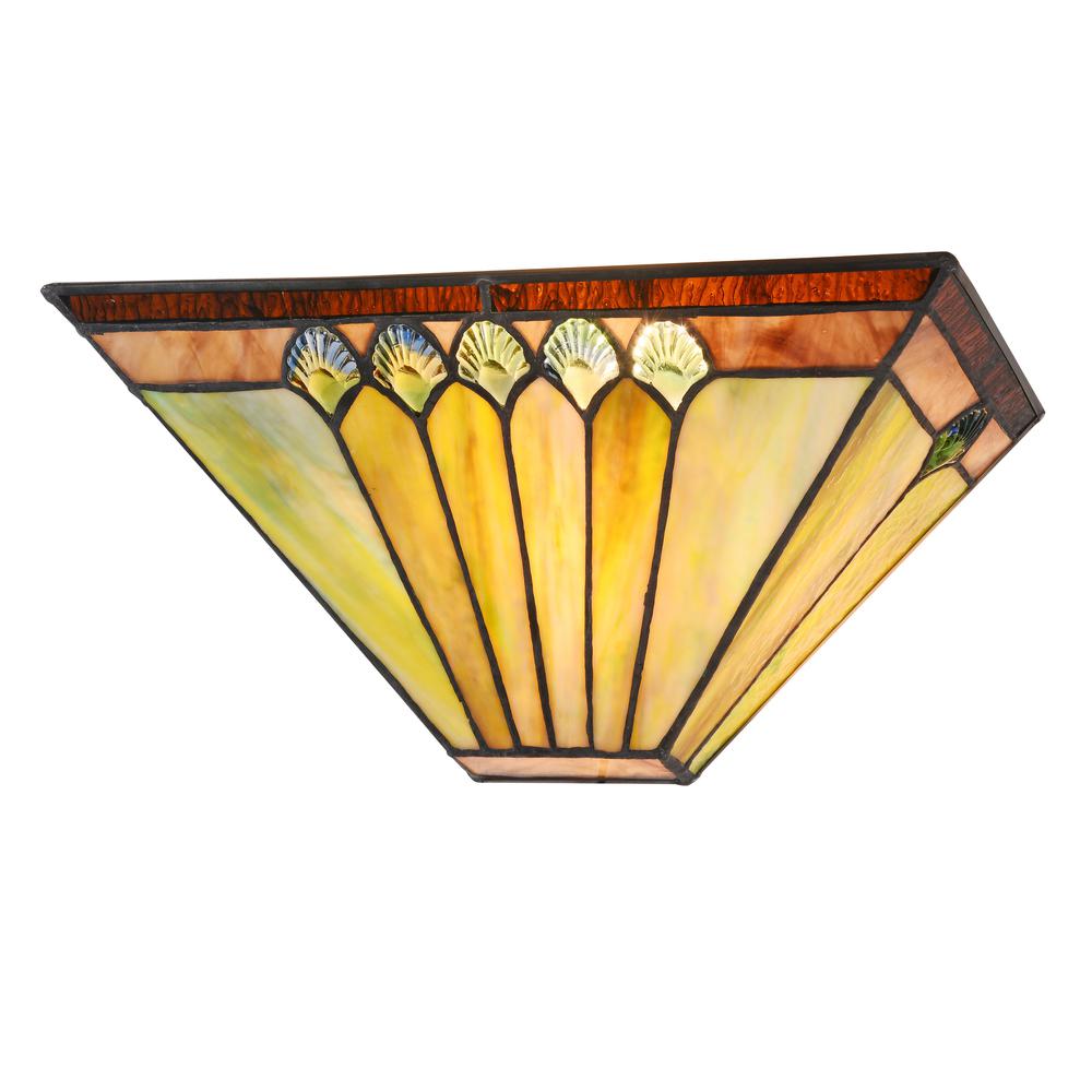 GRAHAM Tiffany-style 1 Light Mission Indoor Wall Sconce 12" Wide. Picture 1