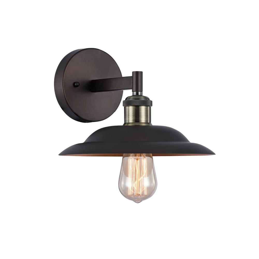 KARL Industrial-style 1 Light Rubbed Bronze Wall Sconce 10" Wide. Picture 1