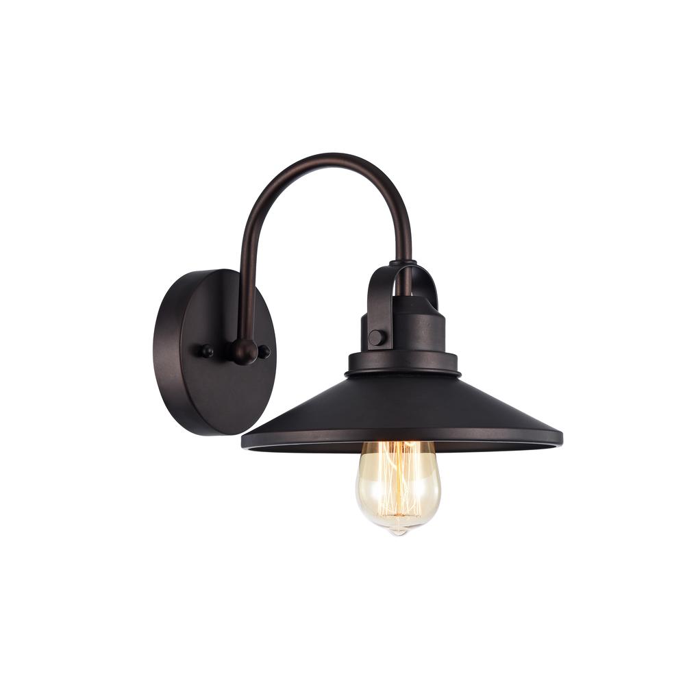 MYCROFT Industrial-style 1 Light Rubbed Bronze Wall Sconce 9" Wide. Picture 1