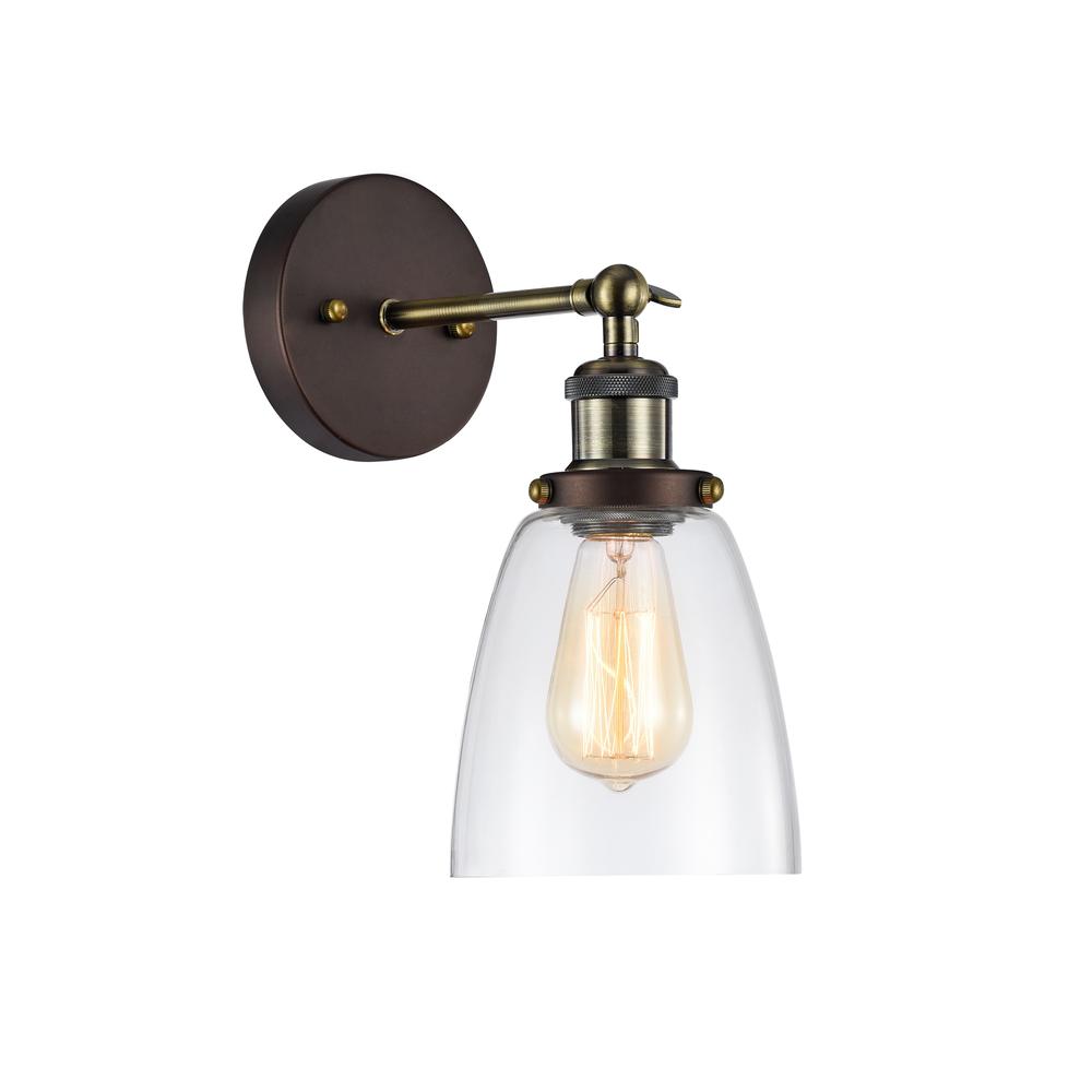 MANETTE Industrial-style 1 Light Rubbed Bronze Wall Sconce 6" Wide. Picture 1