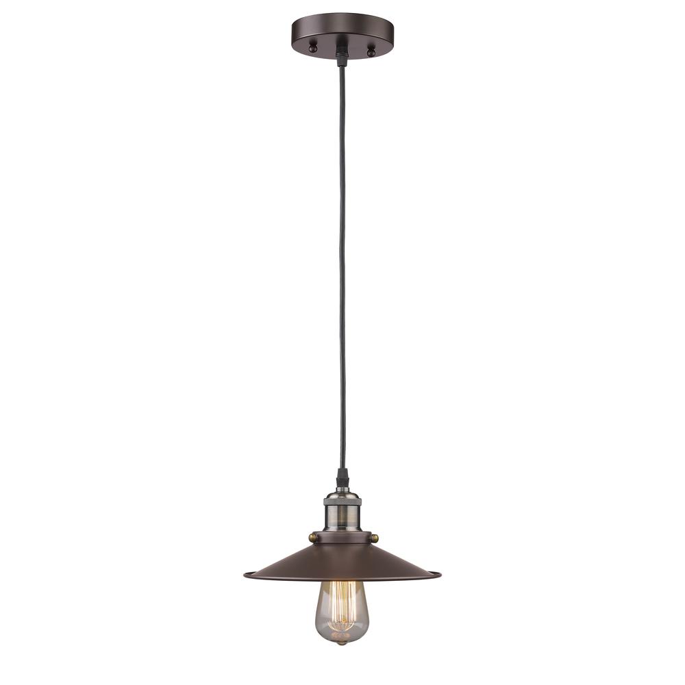 BUTLER Industrial-style 1 Light Rubbed Bronze Ceiling Mini Pendant 9" Shade. Picture 1