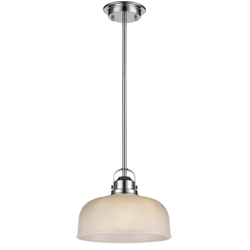 LUCIE Industrial-style 1 Light Chrome Finish Ceiling Mini Pendant 11" Wide. Picture 1