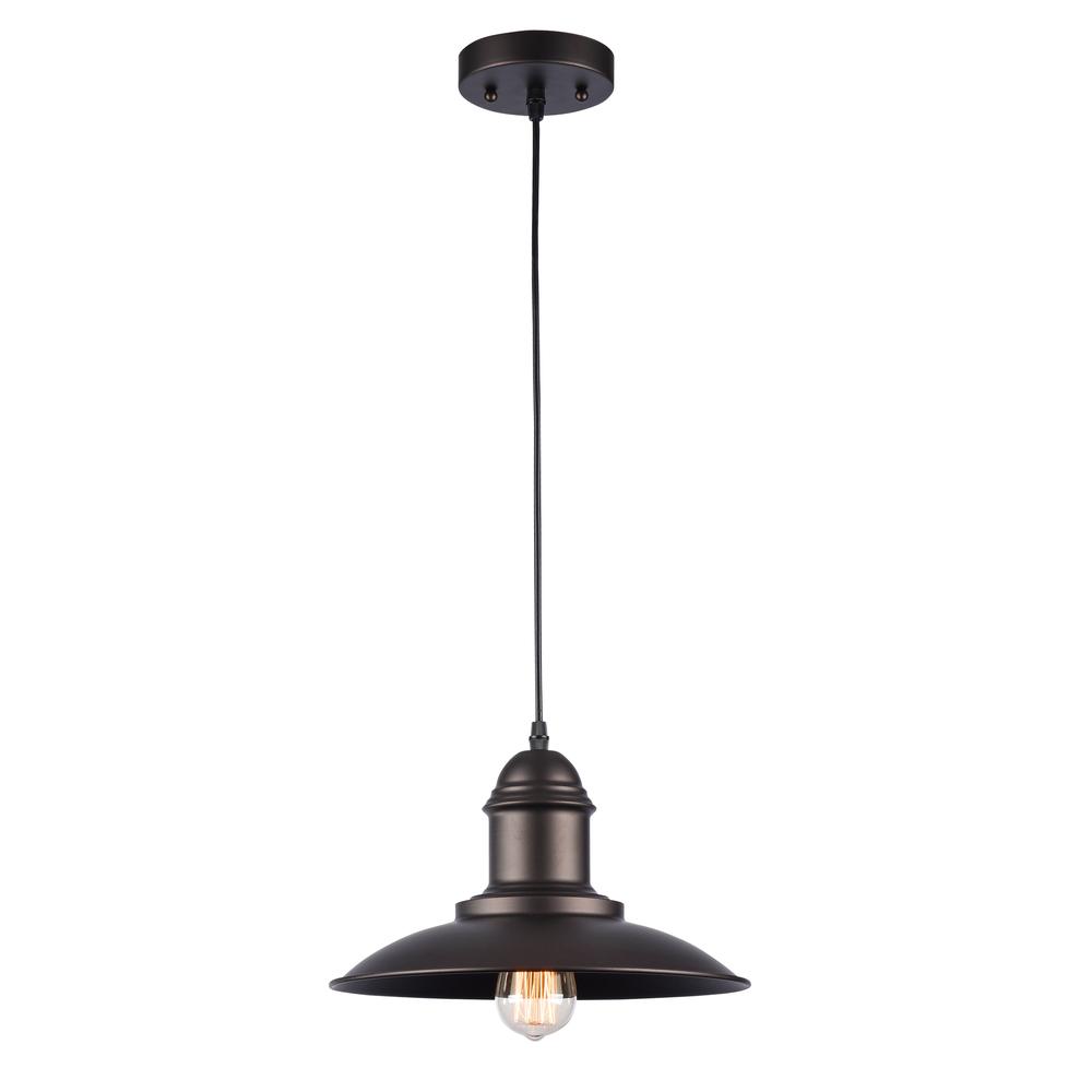 MYCROFT Industrial-style 1 Light Rubbed Bronze Ceiling Mini Pendant 12" Wide. Picture 1