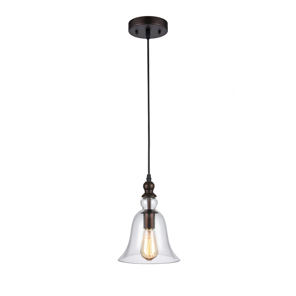MANETTE Industrial-style 1 Light Rubbed Bronze Ceiling Mini Pendant 8" Shade. Picture 1
