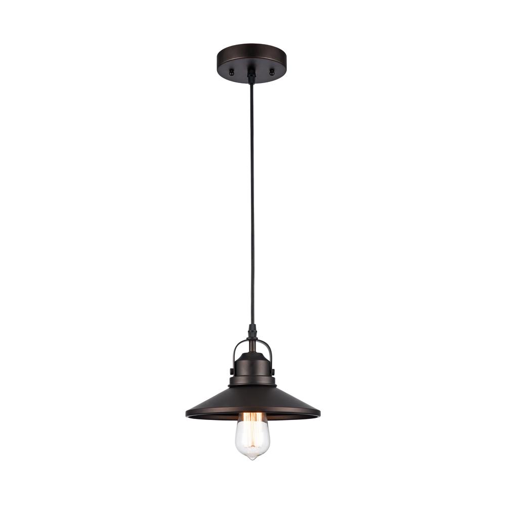 MYCROFT Industrial-style 1 Light Rubbed Bronze Ceiling Mini Pendant 9" Shade. Picture 1