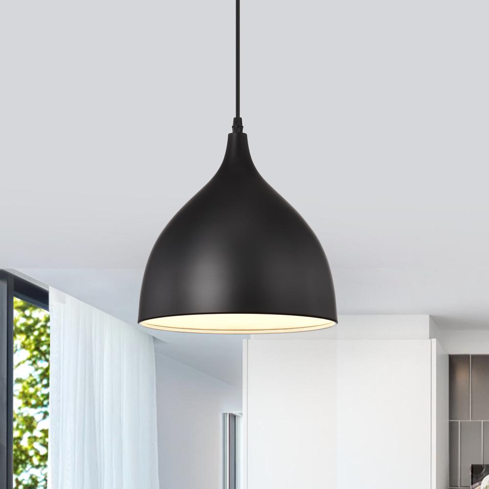 CHLOE Lighting WALTER Industrial 1 Light Textured Black Mini Pendant Ceiling Fixture 10" Wide. Picture 7