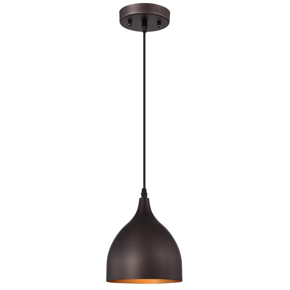 CHLOE Lighting WALTER Industrial 1 Light Oil Rubbed Bronze Mini Pendant Ceiling Fixture 7" Wide. Picture 2