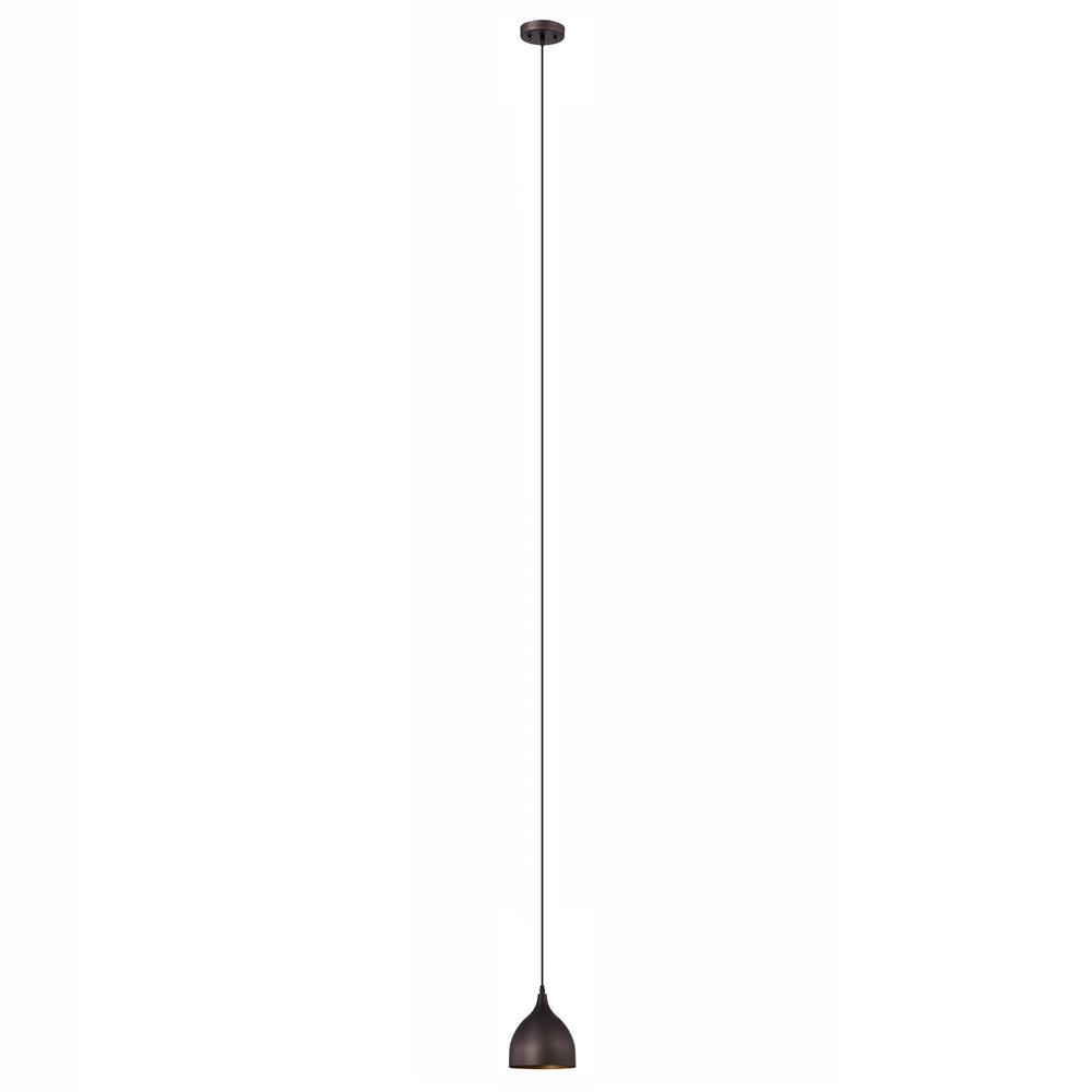 CHLOE Lighting WALTER Industrial 1 Light Oil Rubbed Bronze Mini Pendant Ceiling Fixture 7" Wide. Picture 1