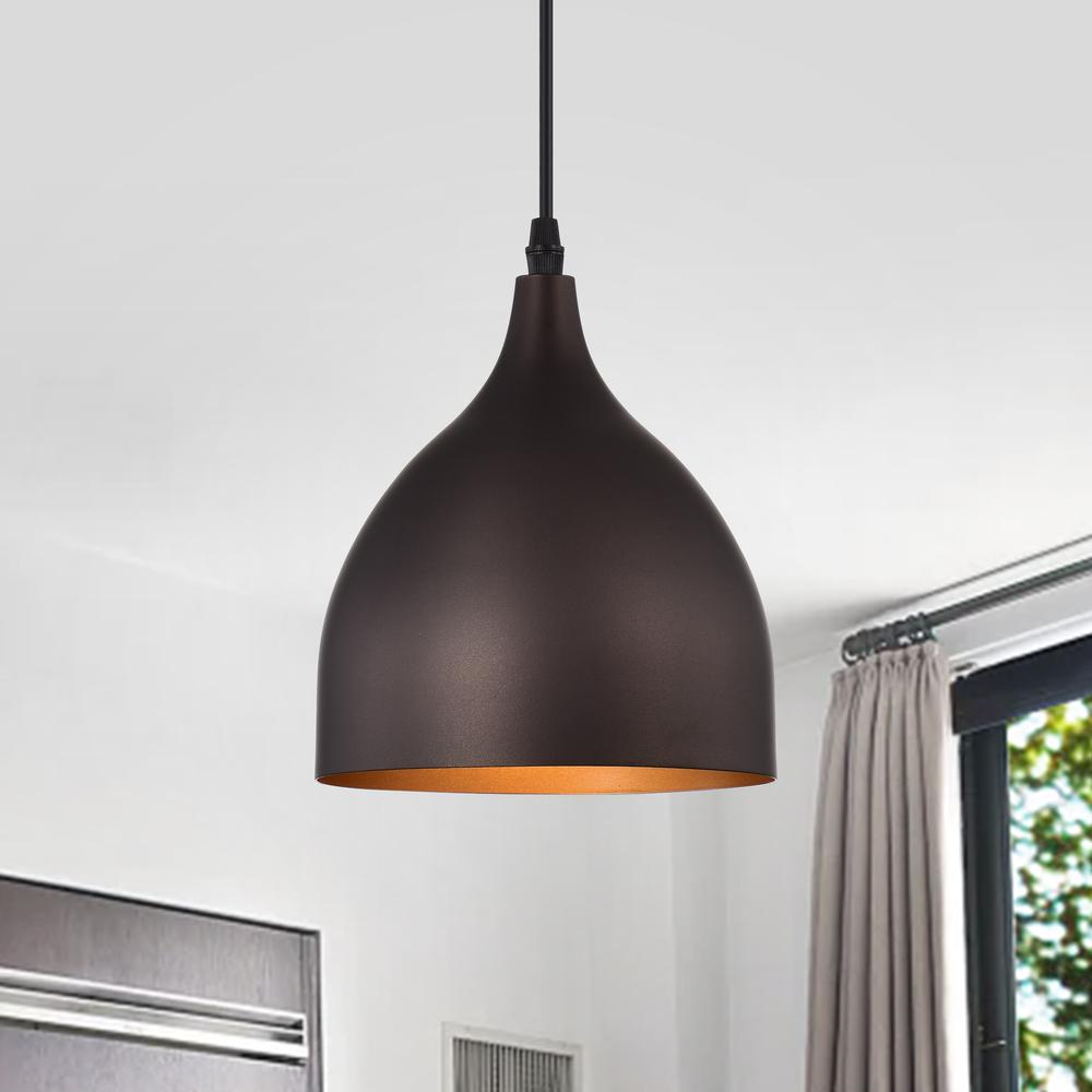 CHLOE Lighting WALTER Industrial 1 Light Oil Rubbed Bronze Mini Pendant Ceiling Fixture 7" Wide. Picture 7