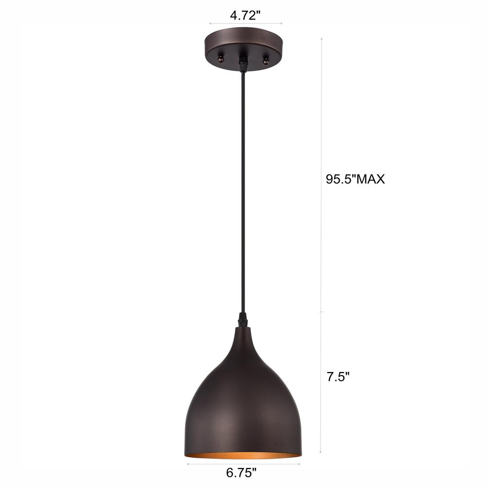 CHLOE Lighting WALTER Industrial 1 Light Oil Rubbed Bronze Mini Pendant Ceiling Fixture 7" Wide. Picture 9