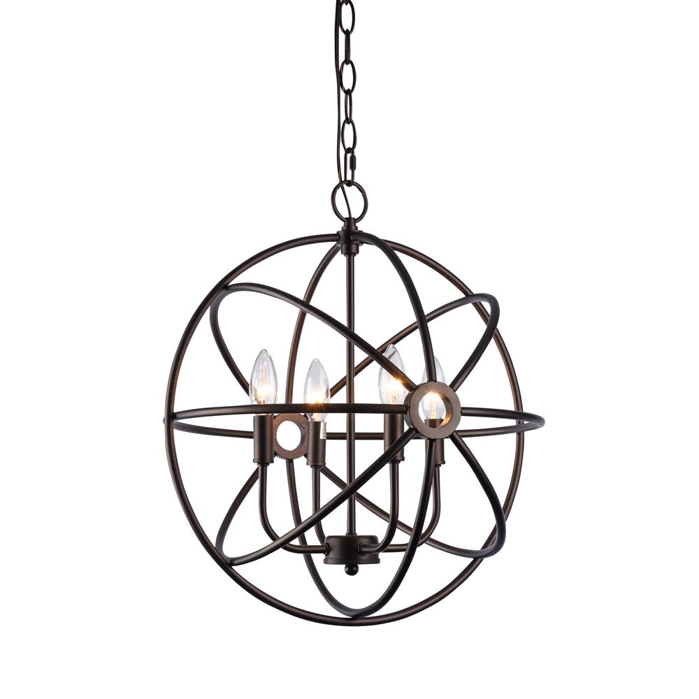 OSBERT Industrial-style 4 Light Rubbed Bronze Ceiling Pendant 16" Wide. Picture 1