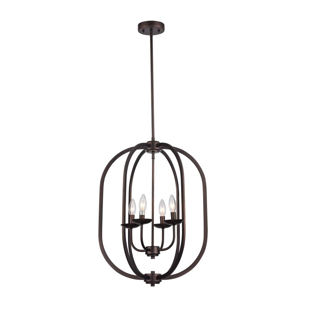 OSBERT Industrial-style 4 Light Rubbed Bronze Ceiling Pendant 18" Wide. Picture 1