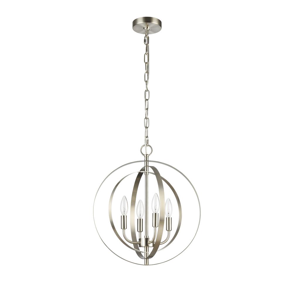 OSBERT Industrial-style 4 Light Brushed Nickel Ceiling Pendant 16" Wide. Picture 1