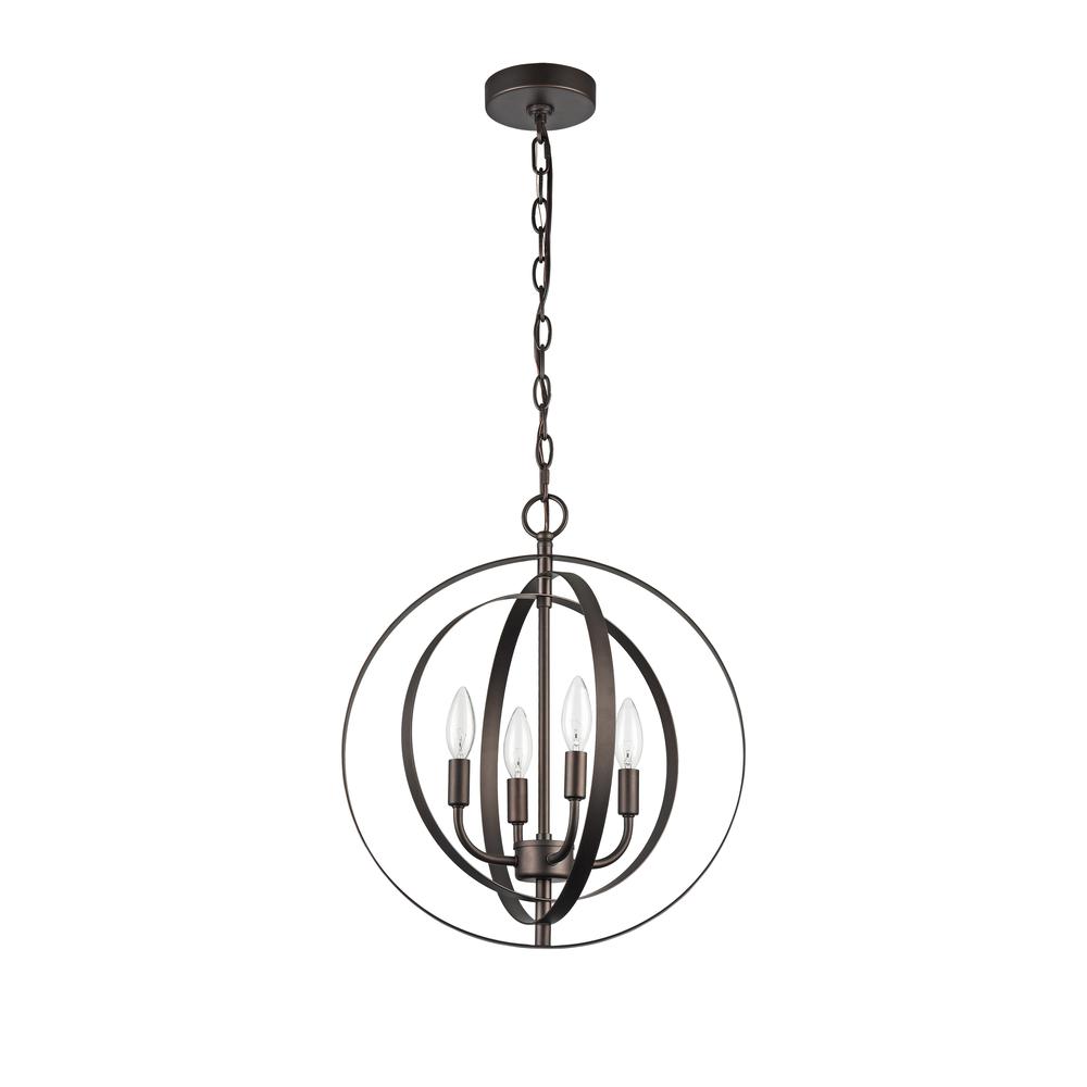 OSBERT Industrial-style 4 Light Rubbed Bronze Ceiling Pendant 16" Wide. Picture 1