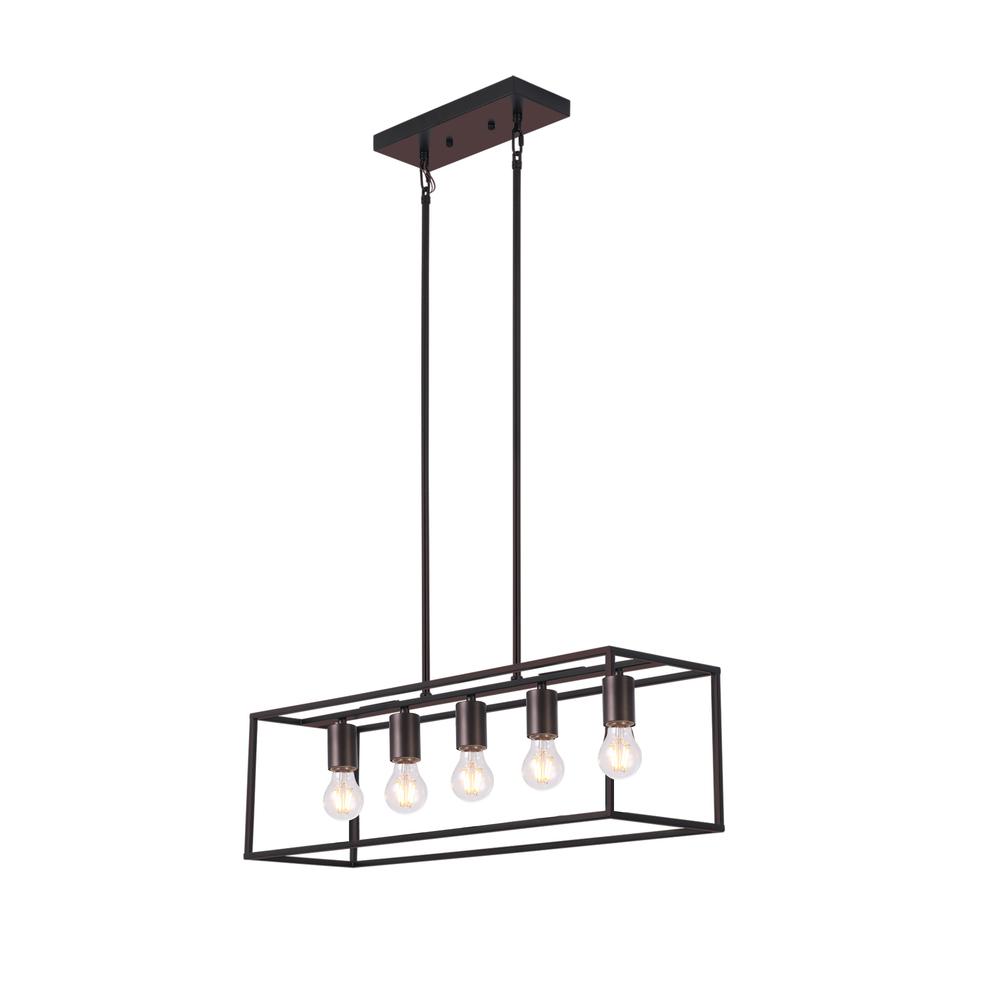 CHLOE Lighting IRONCLAD Industrial 5 Light Oil Rubbed Bronze Island Pendant 33" Wide. Picture 1