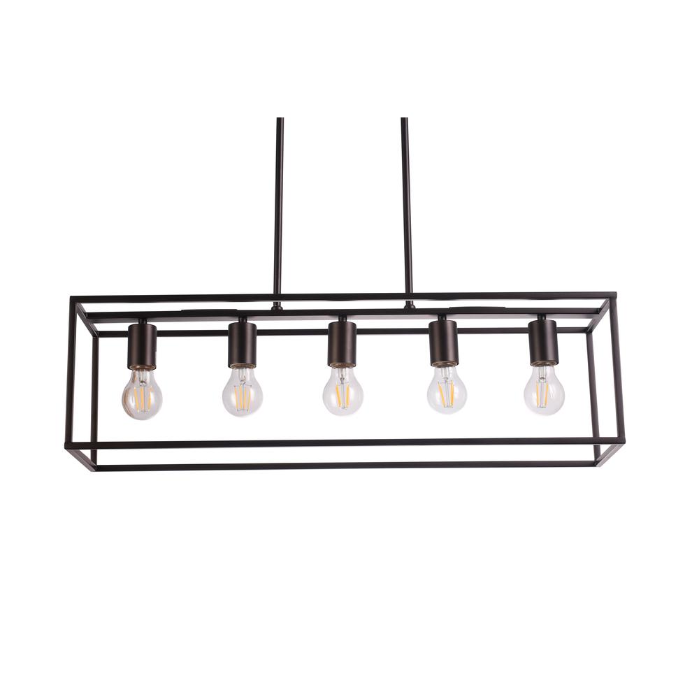 CHLOE Lighting IRONCLAD Industrial 5 Light Oil Rubbed Bronze Island Pendant 33" Wide. Picture 4