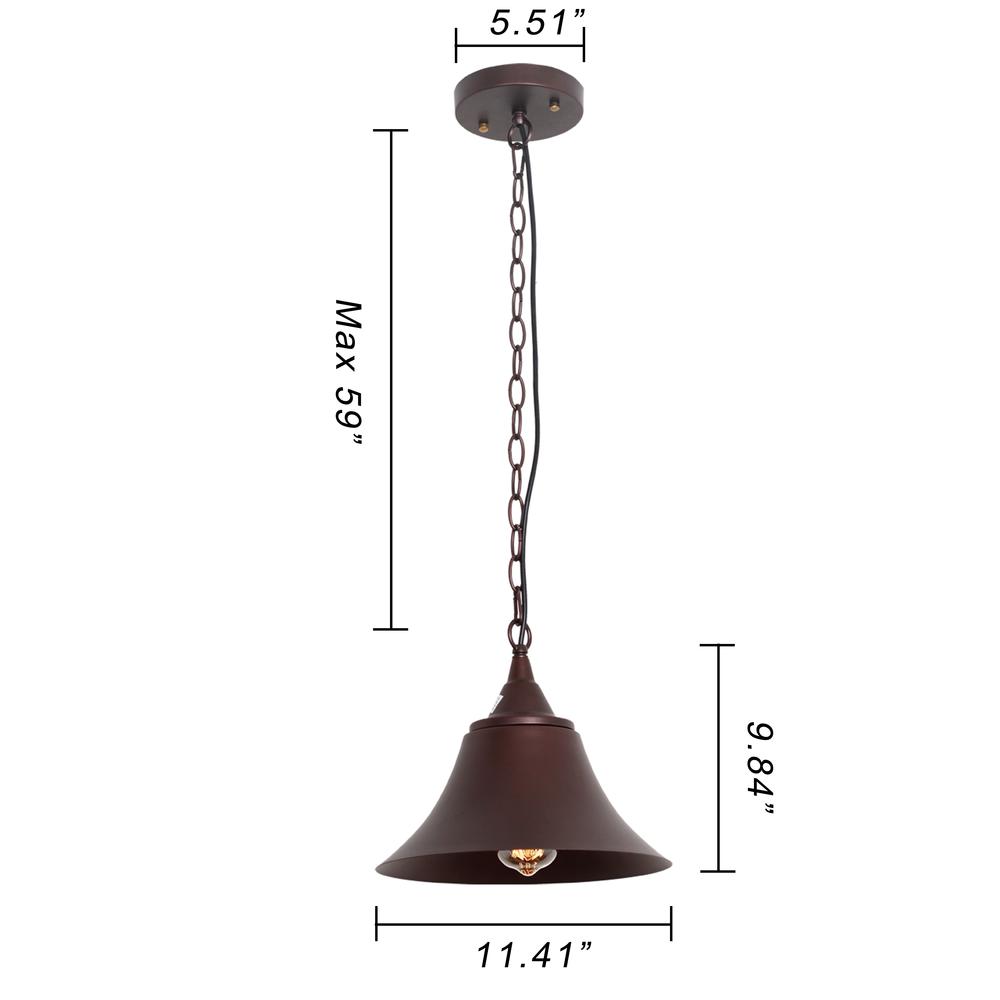 CUDDIE Industrial 1 Light Oil Rubbed Bronze Ceiling Pendant 11" Wide. Picture 2