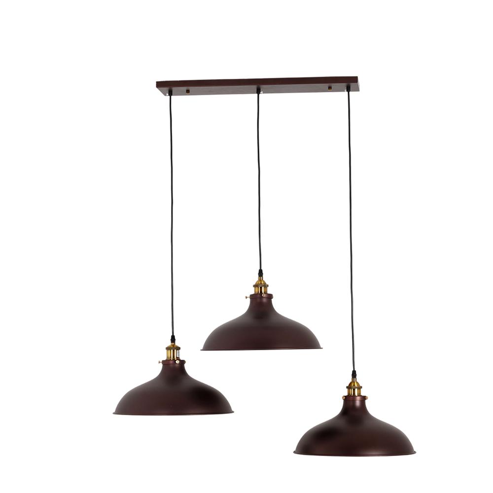 EADRED Industrial 3 Light Oil Rubbed Bronze Island Pendant 14" Wide. Picture 1